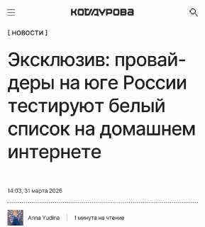 Тесты белых списков в домашнем интернете: в Ростове-на-Дону блокируют доступ к сторонним сайтам и Telegram